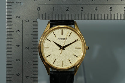 *Exc+5* SEIKO Dolce 8J41-0AJ0 Quartz Gold Dial Round 33mm Women Watch