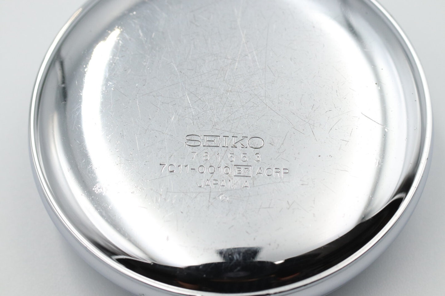 *Exc+5* Vintage SEIKO 7C11-0010 Quartz White Dial Round 50mm Mens Watch JAPAN