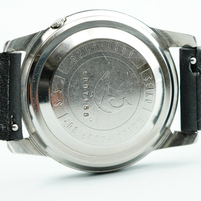 *NEAR MINT* Vintage SEIKO Weekdater 6206-8990 AT Silver Round 37mm Mens Watch