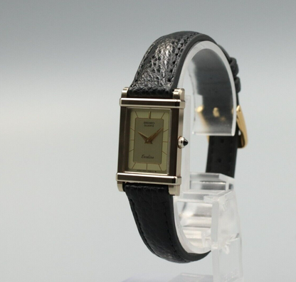 *MINT* Vintage SEIKO Exceline 2E20-5190 Quartz Gold Dial Tank Women Watch