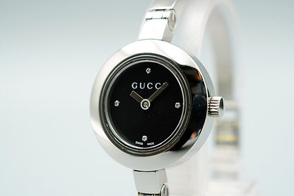 *NEAR MINT* Gucci Quartz Black Dial Round 26 mm Women,Ladies Watch