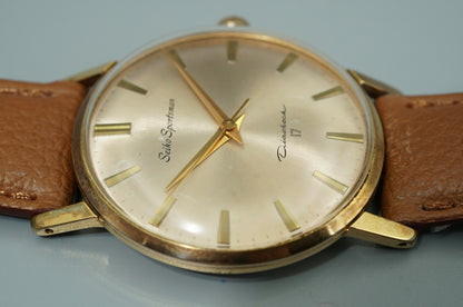 *Exc+5* Vintage SEIKO Sportsman 15019E Hand Winding Gold Dial 35mm Mens Watch