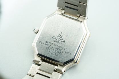 *N MINT* Vintage 1996 SEIKO CREDOR 5A70-3A00 Qz Gray Octagon 22mm Women Watch