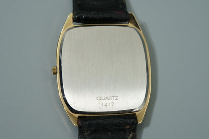 *NEAR MINT* Vintage 1982 OMEGA De Ville Cal.1417 Qz Black Square 30mm Mens Watch
