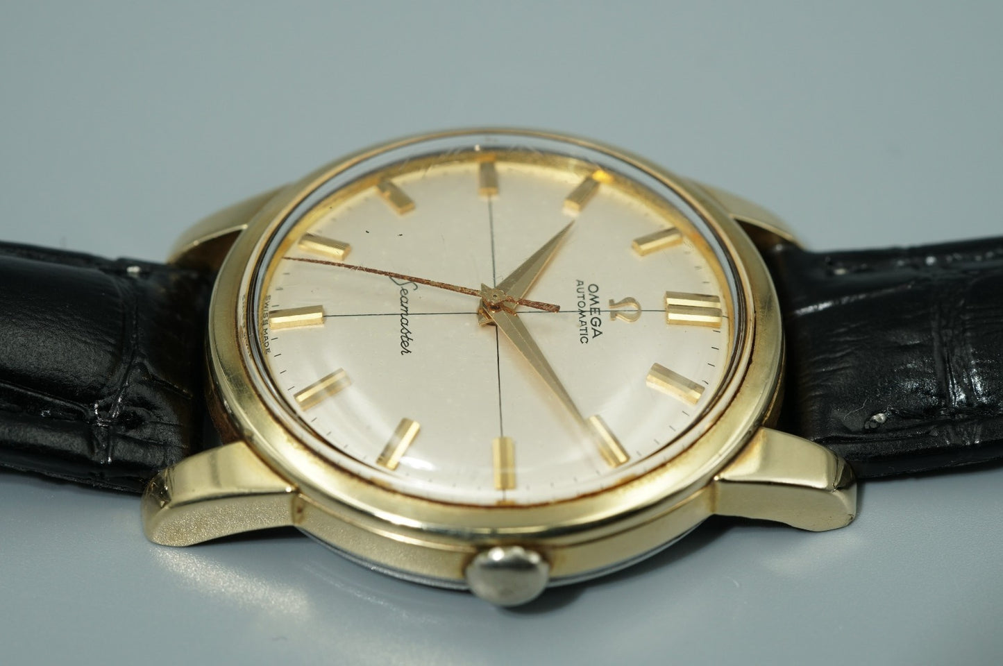 Vintage 1962 OMEGA Seamaster Cal.552 Automatic Gold Cross Line 36mm Mens Watch