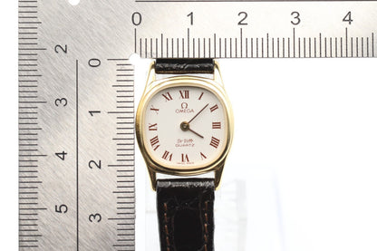 *N MINT* Vintage OMEGA De Ville Cal.1387 Qz White Dial Square 18mm Women Watch