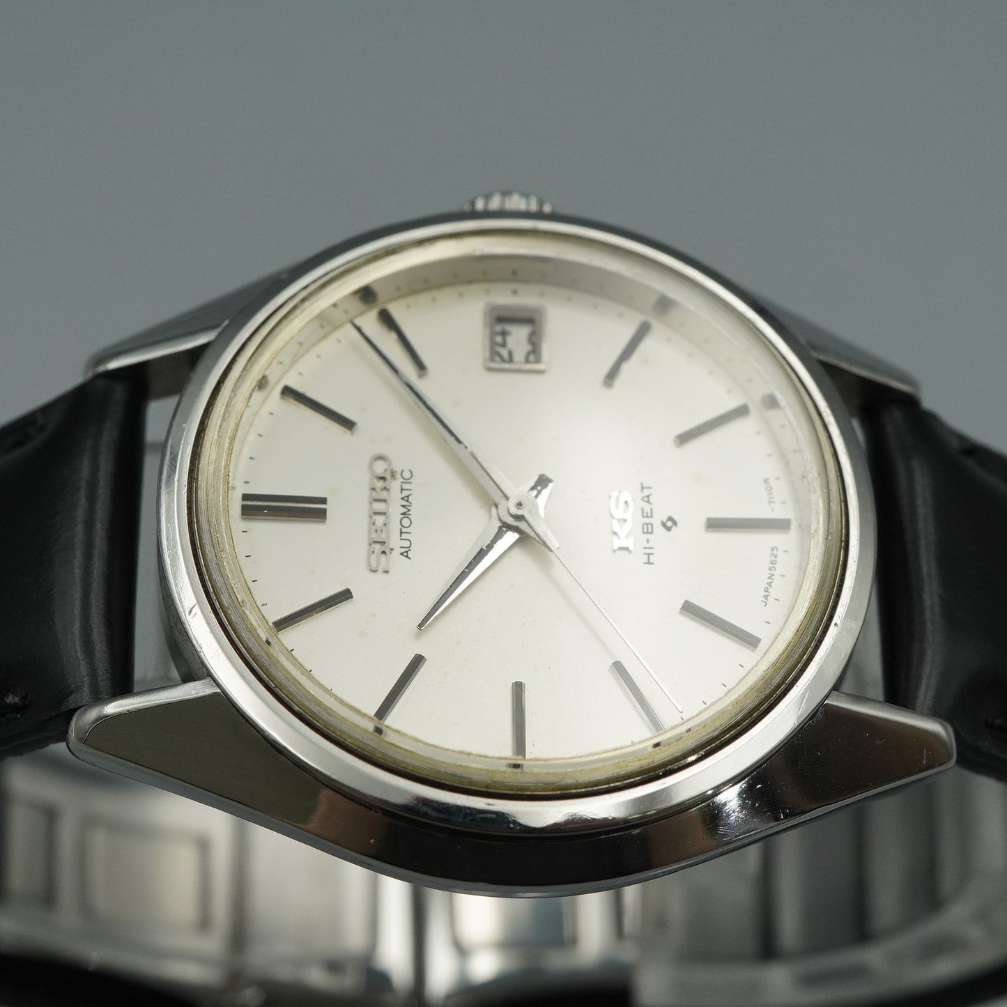 N MINT Vintage SEIKO Hi-Beat 5625-7113 Automatic Silver Round 36mm Mens Watch