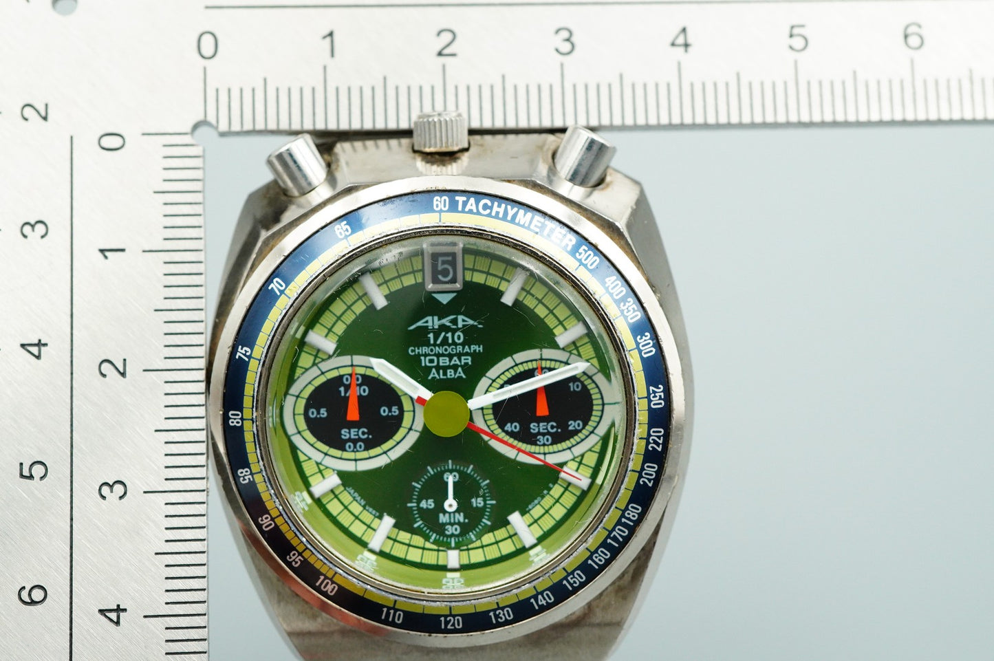 *Exc+5* Vintage SEIKO ALBA V657 6060 Quartz Green Dial Round 41mm Mens Watch