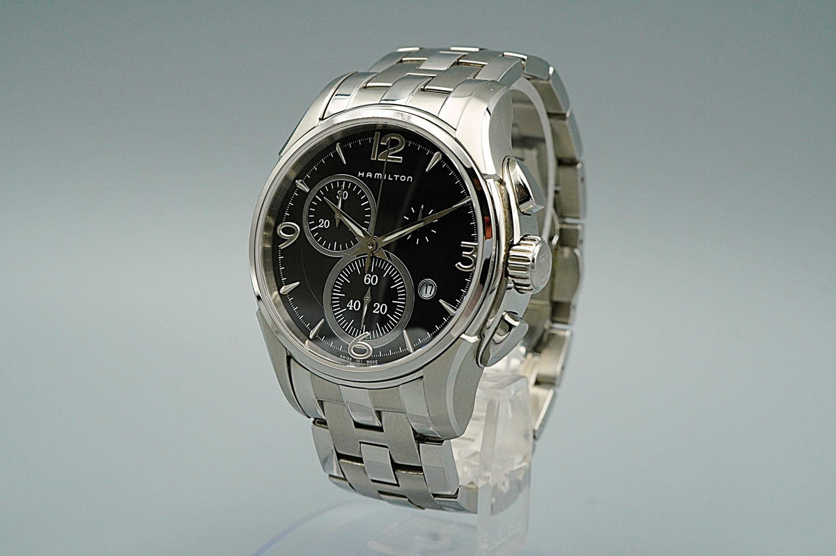 *NEAR MINT* Vintage HAMILTON Jazzmaster H326120 Quartz Black 43mm Mens Watch