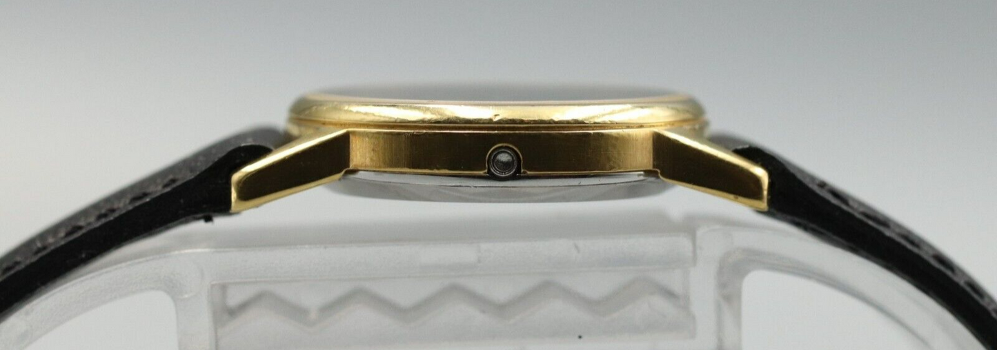 *NEAR MINT* Vintage OMEGA De Ville Cal.1387 Quartz Black Dial Round Women Watch
