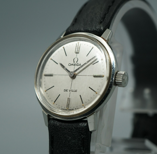 *N MINT* Vintage OMEGA De Ville Hand Winding Silver Cross Line 22mm Women Watch