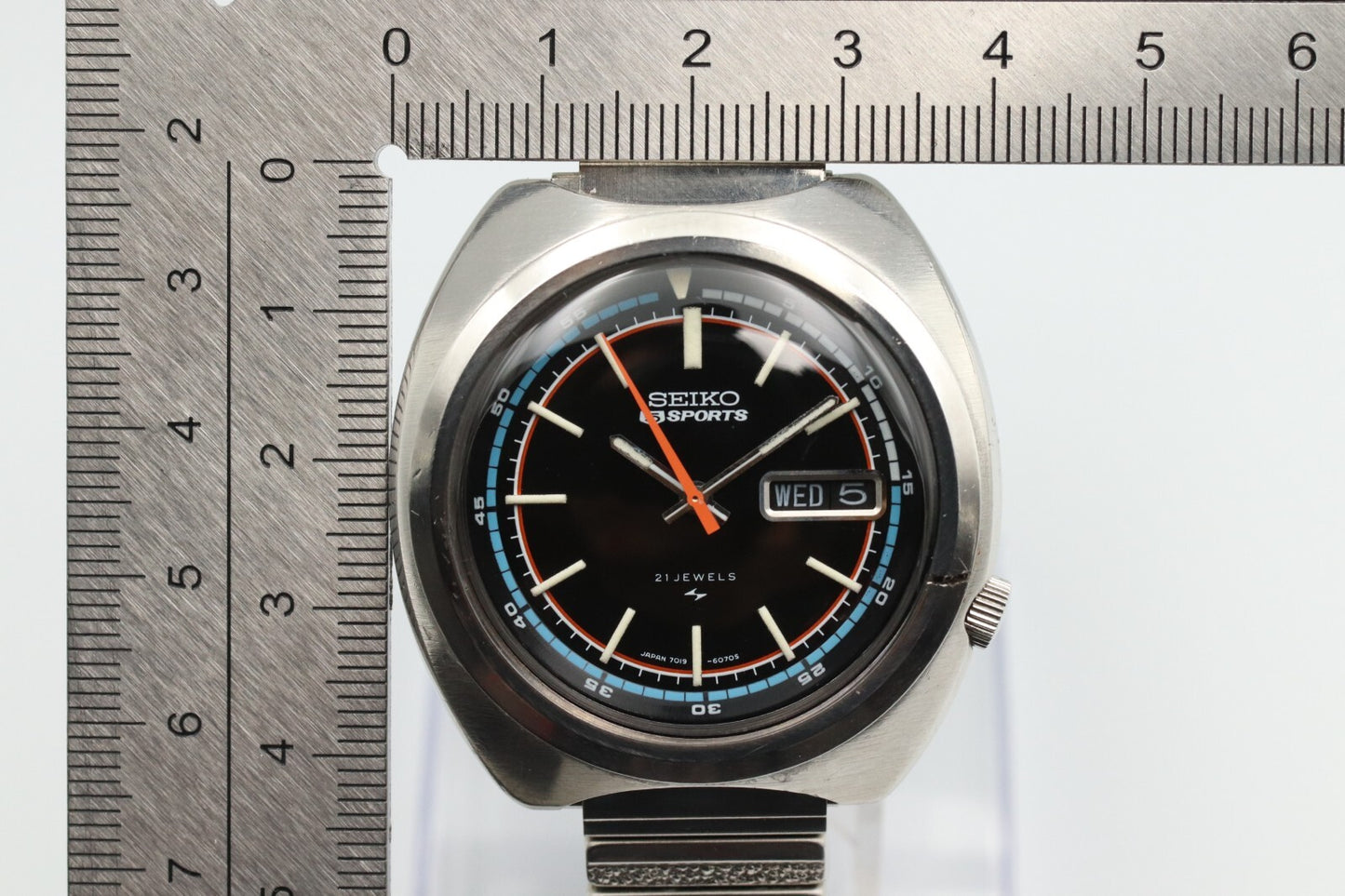 *Exc+4* Vintage SEIKO 5 SPORTS 7019-6040 Automatic Black Dial Mens Watch JAPAN