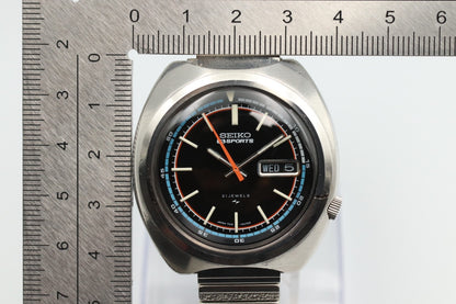 *Exc+4* Vintage SEIKO 5 SPORTS 7019-6040 Automatic Black Dial Mens Watch JAPAN