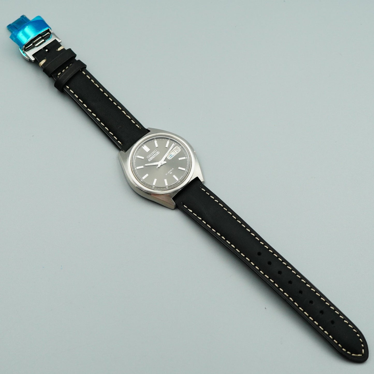 *Exc+5* Vintage 1973 SEIKO 5ACTUS 7019-8010 AT Black Dial Round 38mm Mens Watch