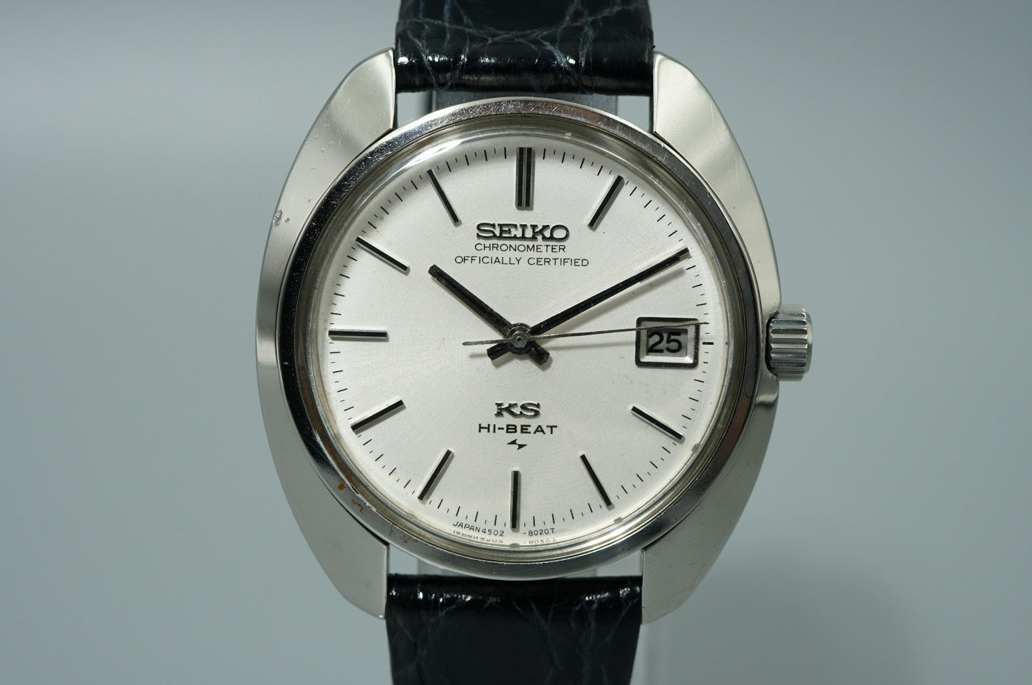 Serviced Vintage 1970 SEIKO KS HI-BEAT 4502-8010 Automatic White 37mm Mens Watch