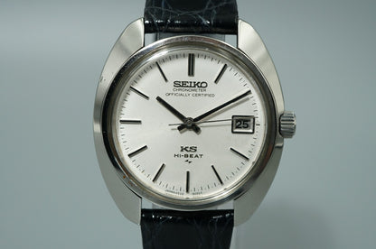 Serviced Vintage 1970 SEIKO KS HI-BEAT 4502-8010 Automatic White 37mm Mens Watch