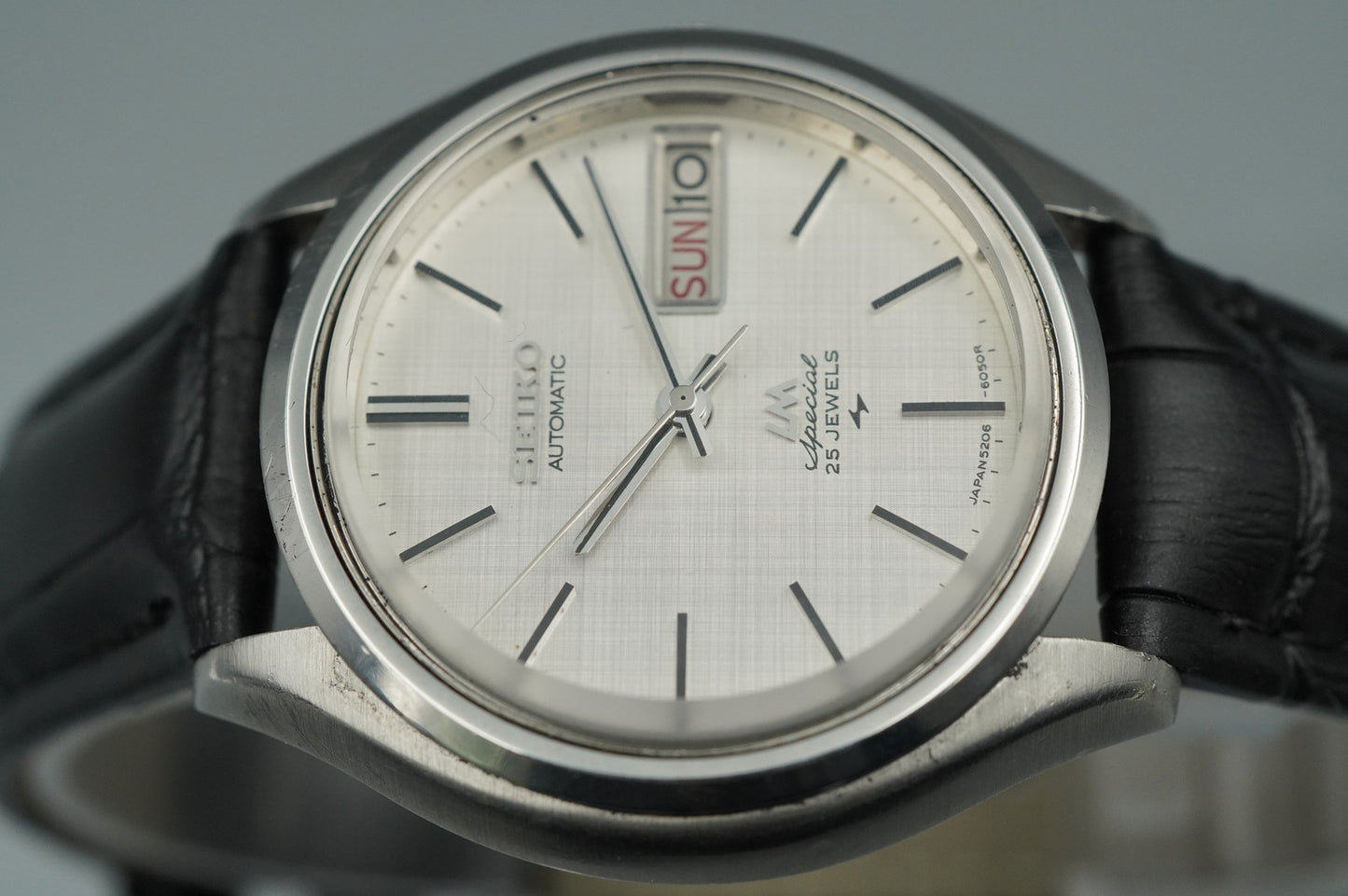 *NEAR MINT* Vintage SEIKO LORD MATIC 5206-6060 Automatic Silver 32mm Mens Watch