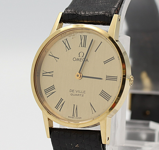 *NEAR MINT* Vintage 1980 OMEGA De Ville Qz Gold Round 24mm Women,Ladies Watch
