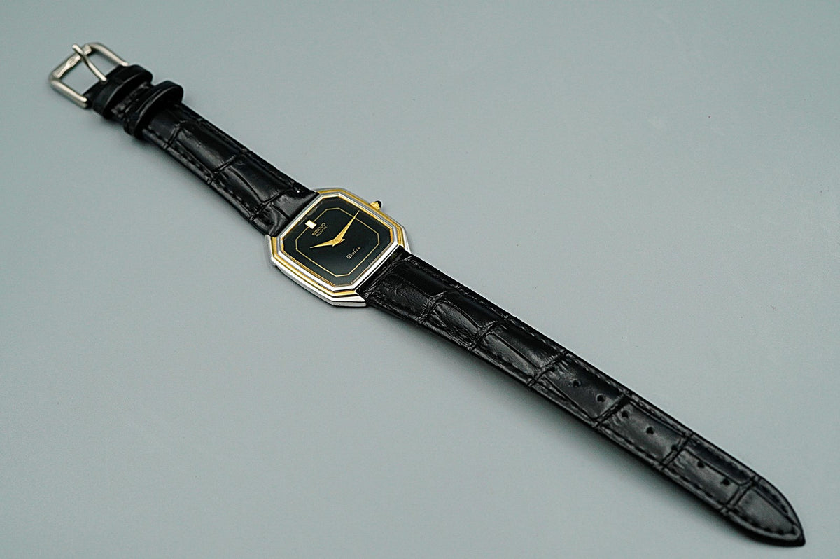 *Exc+4* Vintage 1972 SEIKO DOLCE 6020-5930 Quartz Black Square 29mm Mens Watch