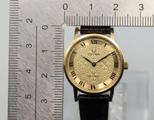 *Exc+5* Vintage OMEGA De Ville Cal.625 Hand Winding Gold Dial Round Women Watch