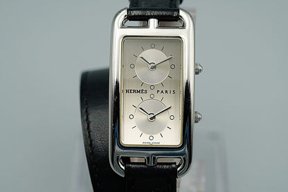 *NEAR MINT* HERMES Cape Cod CC3-210 Quartz Silver Rectangle 20mm Women Watch