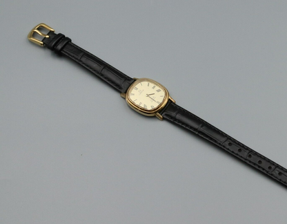 *Exc+4* Vintage OMEGA De Ville Cal.1350 Quartz Gold Dial Oval Women Watch JAPAN