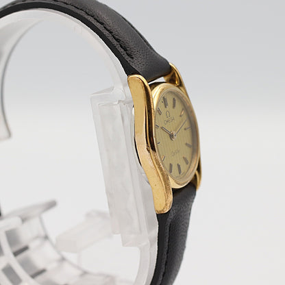*NEAR MINT* Vintage 1983 OMEGA De Ville Cal.1387 Qz Gold Round 20mm Women Watch