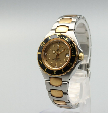 *N MINT* Vintage OMEGA Seamaster Professional 200M Quartz Gold Dial Women Watch