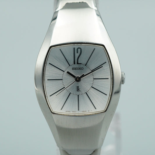 *N MINT* Vintage SEIKO 4N21-5460 Qz White Dial Square 24mm Women,Ladies Watch