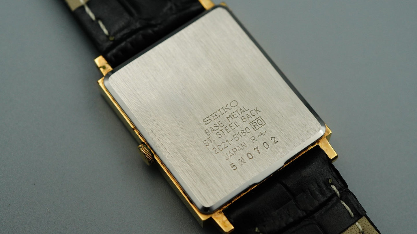 *Exc+5* Vintage 1995 SEIKO Chariot  2C21-5180 Qz Gold Rectangle 24mm Women Watch