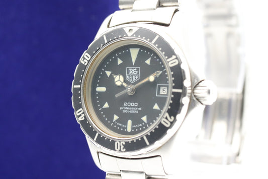*NEAR MINT* Vintage TAG HEUER 973.008 Quartz Black Dial Round Women Watch