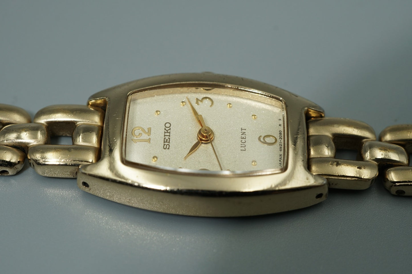 *Exc+5* Vintage 1990 SEIKO LUCENT 4N21-5280 Qz White Rectangle 18mm Women Watch