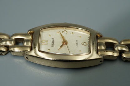 *Exc+5* Vintage 1990 SEIKO LUCENT 4N21-5280 Qz White Rectangle 18mm Women Watch