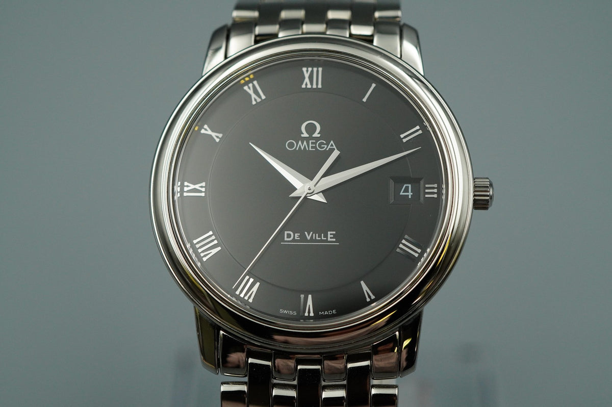 *MINT* OMEGA De Ville 424.10.27.60.01.001 Qz Black Round 34mm Mens Watch