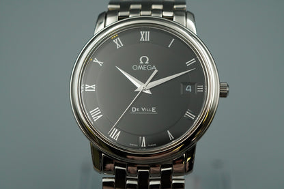 *MINT* OMEGA De Ville 424.10.27.60.01.001 Qz Black Round 34mm Mens Watch
