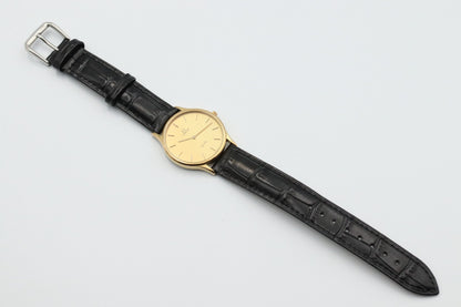 *Exc+5* Vintage OMEGA De Ville Cal.1434 Quartz Gold Dial Round 32mm Mens Watch