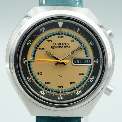 *Exc+5* Vintage 1972 SEIKO 5SPORTS 7015-6000 AT Gold  Round 42mm Mens Watch