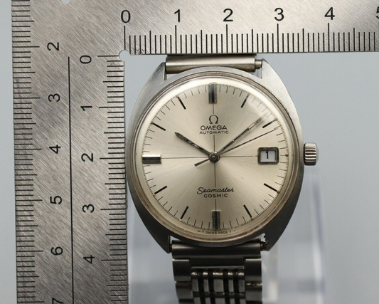 *N MINT* Vintage OMEGA Seamaster Cosmic Automatic Silver Cross Line Mens Watch