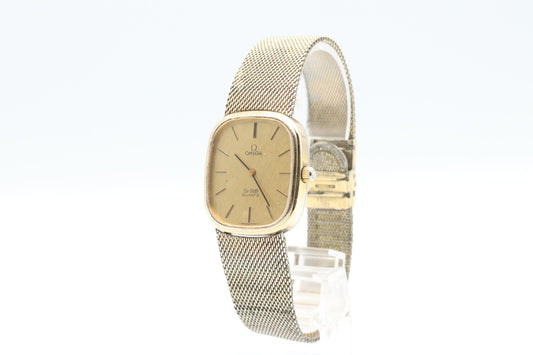 *Exc+4* Vintage OMEGA De Ville Cal.1330 Quartz Gold Dial Rectangle Women Watch