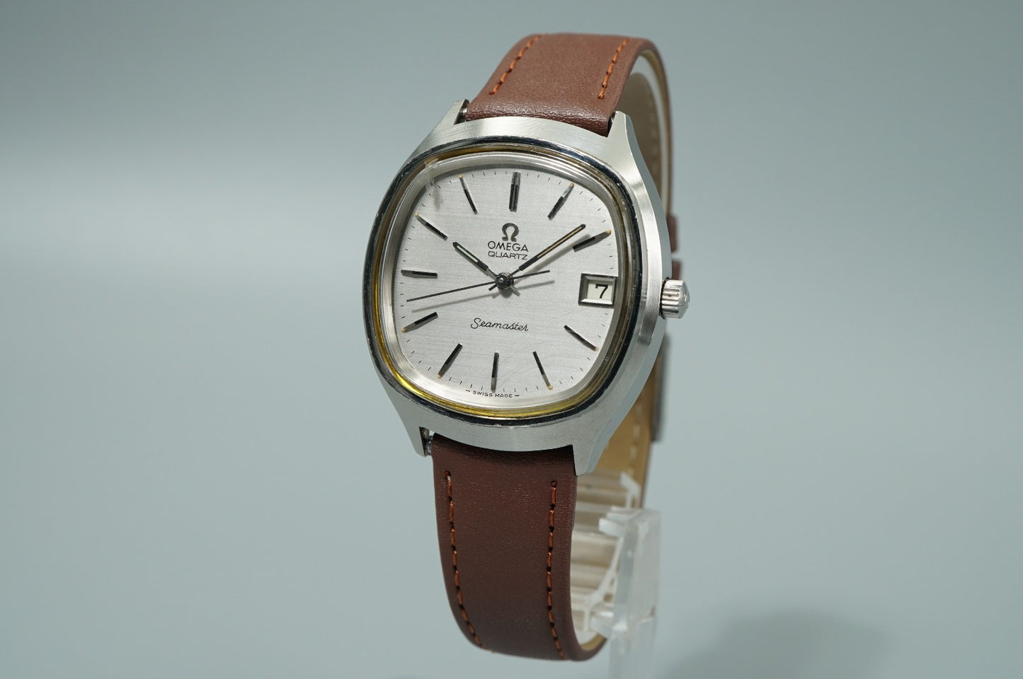 *Exc+5* Vintage 1973 OMEGA Seamaster Cal.1315 Qz Silver Square 37m Mens Watch