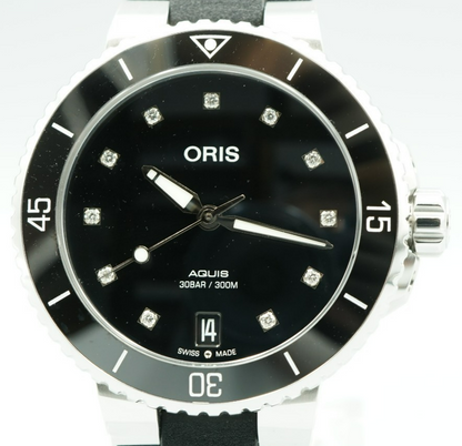 ORIS Aquis Date Diamonds 01 733 7731 4194 Automatic Black 37mm Women Watch