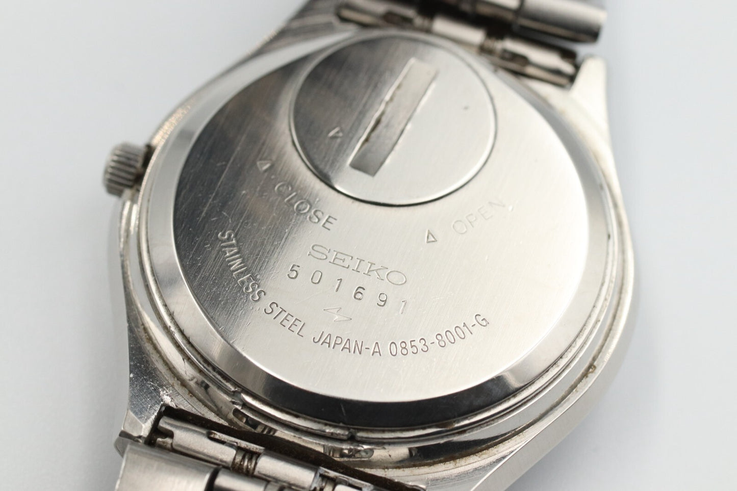 *Exc+5* Vintage SEIKO King Quartz 0853-8001 White Dial Day Date Round Mens Watch