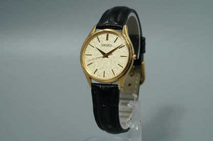 *Exc+5* SEIKO Dolce 8J41-0AJ0 Quartz Gold Dial Round 33mm Women Watch