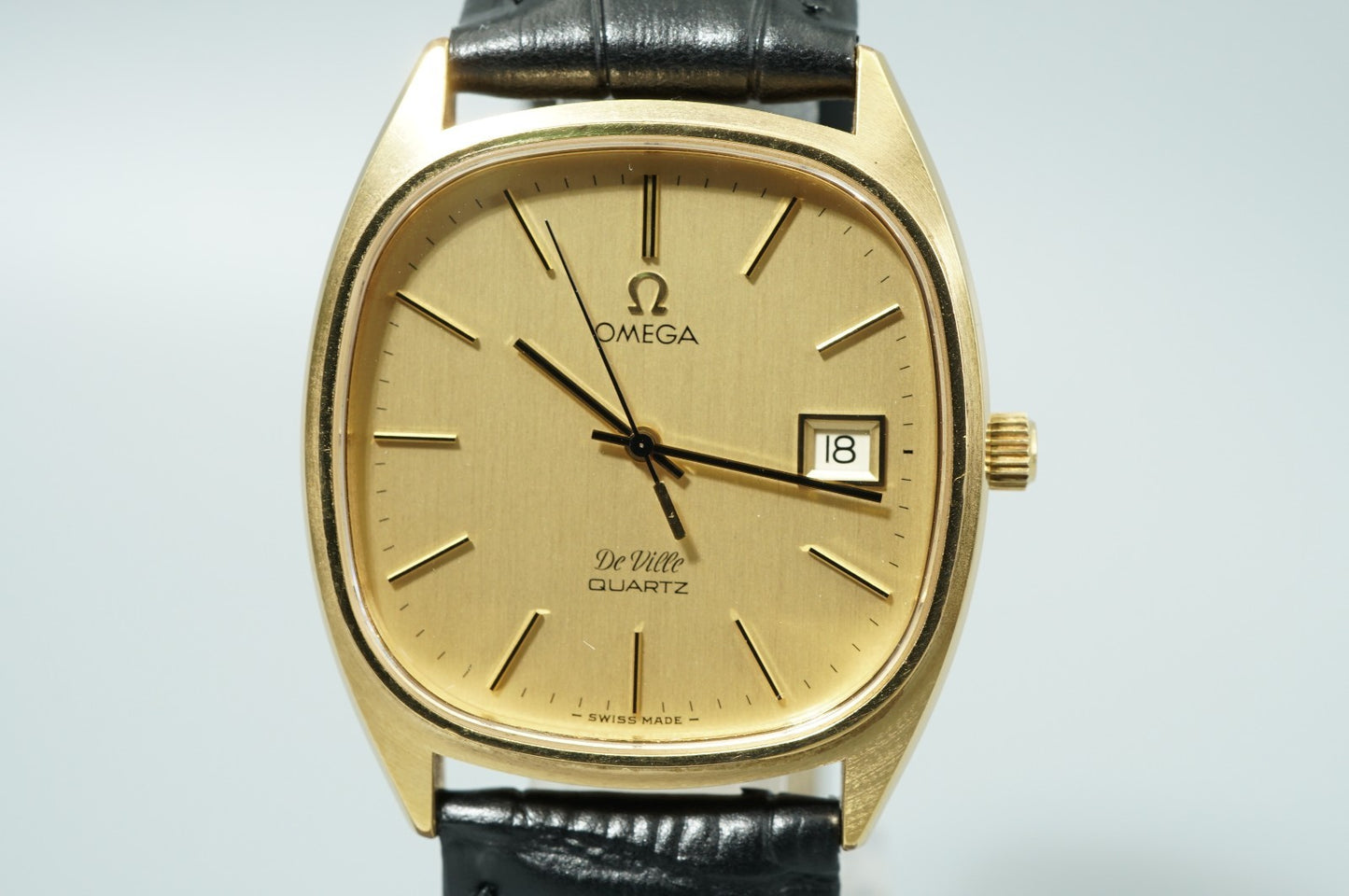 *NEAR MINT* Vintage 1978 OMEGA De Ville Cal.1342 Qz Gold Square 34mm Mens Watch