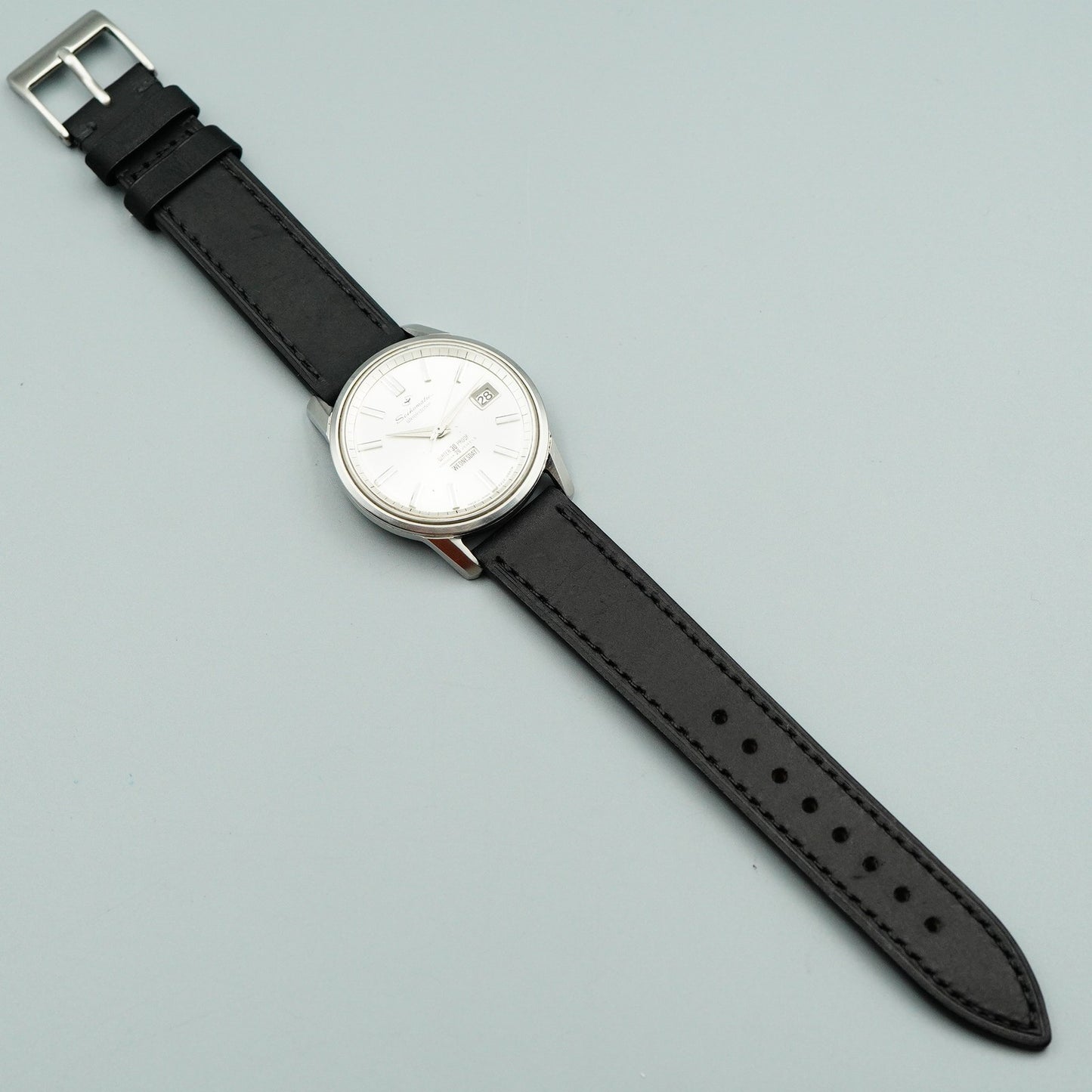 *NEAR MINT* Vintage SEIKO Weekdater 6206-8990 AT Silver Round 37mm Mens Watch