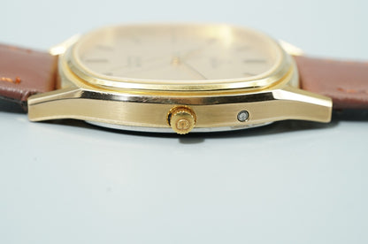 *NEAR MINT* Vintage 1979 OMEGA De Ville Cal.1332 Qz Gold Square 32mm Mens Watch