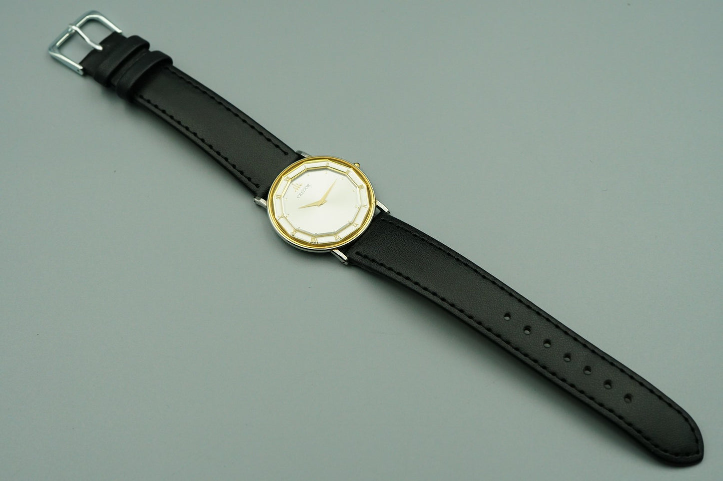 *NEAR MINT* Vintage 1988 SEIKO CREDOR 2F70-0290 Qz Silver Round 31mm Mens Watch