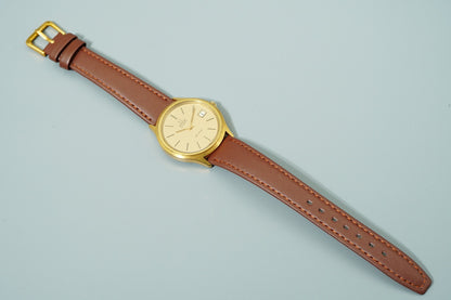 N MINT Vintage 1970s OMEGA De Ville Cal.1325 Ref.192 Qz Gold 35mm Mens Watch