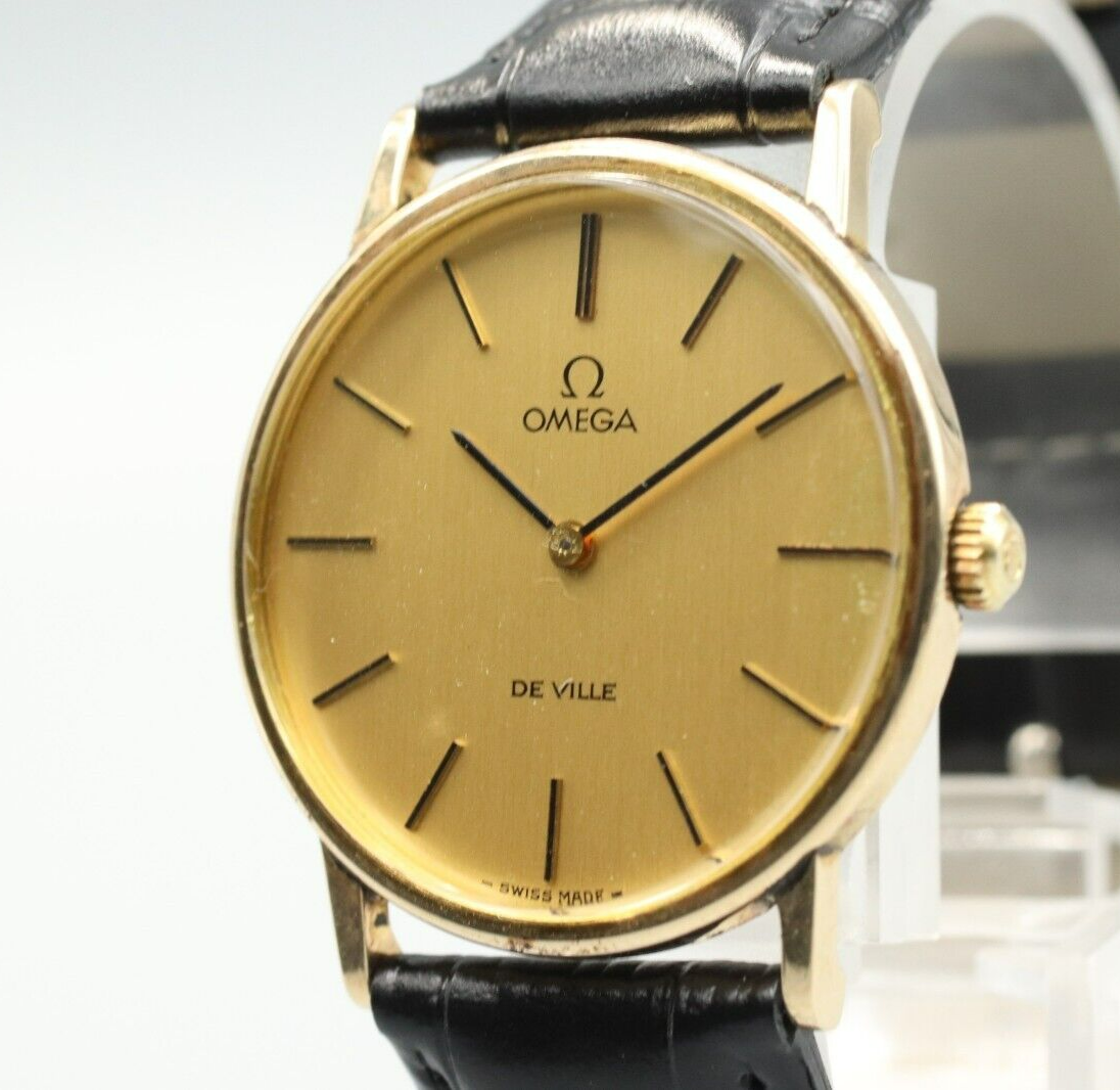 *Exc+4* Vintage OMEGA De Ville Cal.625 Hand Winding Gold Dial Round Mens Watch