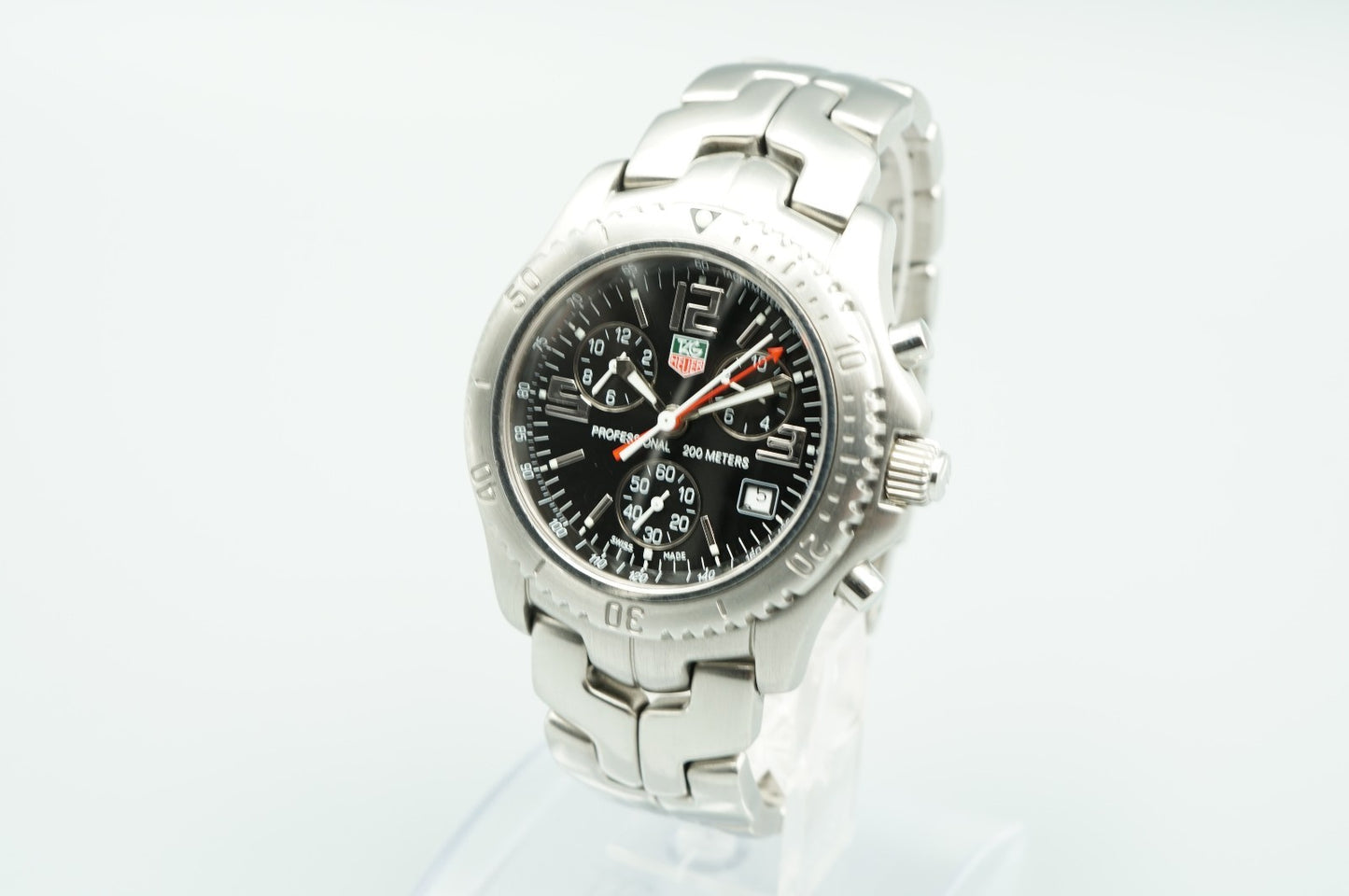 *TOP MINT* TAG HEUER Professional 2000 CT1111 Qz Black Round 41mm Mens Watch
